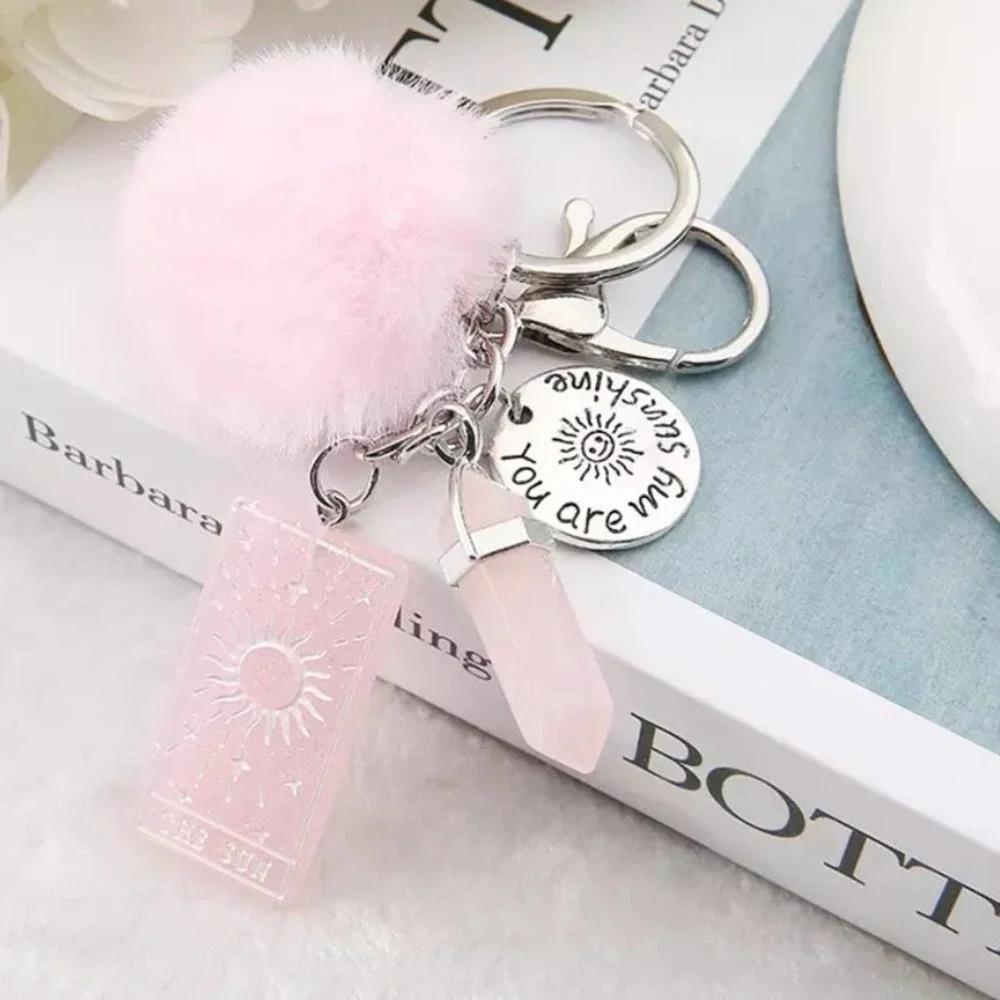 COPY -Tarot Card Sun Resin With Puffer Ball Quartz  Car Key Ring